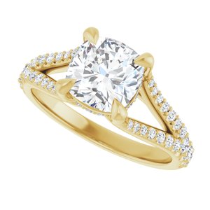 14K Yellow 7 mm Cushion Engagement Ring Mounting