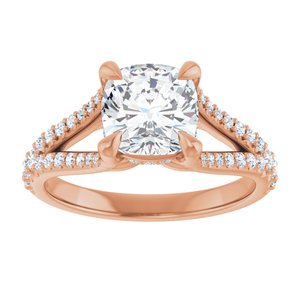 14K Rose 7 mm Cushion Engagement Ring Mounting