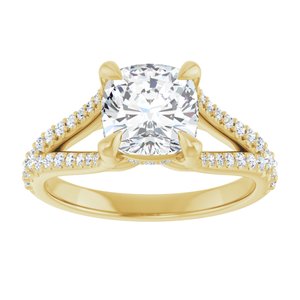 14K Yellow 7 mm Cushion Engagement Ring Mounting