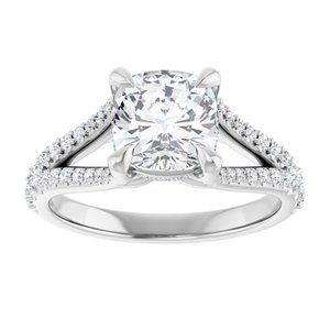 Platinum 7 mm Cushion Engagement Ring Mounting