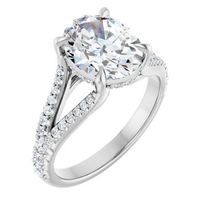 Platinum 10x8 mm Oval Engagement Ring Mounting