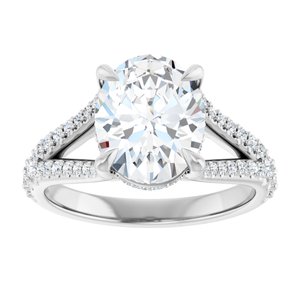 Platinum 10x8 mm Oval Engagement Ring Mounting