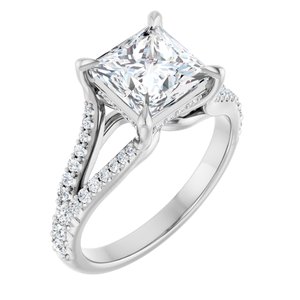 Platinum 7 mm Square Engagement Ring Mounting