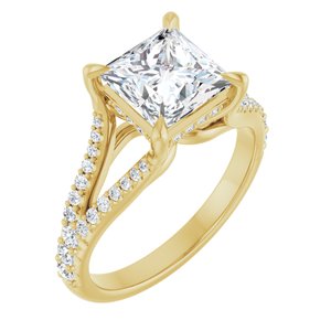 14K Yellow 7 mm Square Engagement Ring Mounting