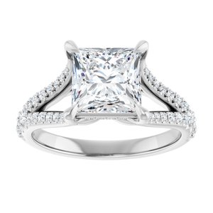 Platinum 7 mm Square Engagement Ring Mounting