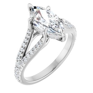 Platinum 12x6 mm Marquise Engagement Ring Mounting