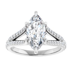 Platinum 12x6 mm Marquise Engagement Ring Mounting