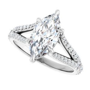 Platinum 12x6 mm Marquise Engagement Ring Mounting