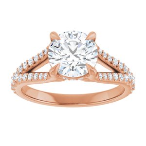 14K Rose 7.4 mm Round Engagement Ring Mounting