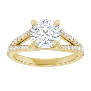 14K Yellow 7.4 mm Round Engagement Ring Mounting