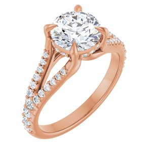 14K Rose 7.4 mm Round Engagement Ring Mounting