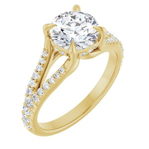 14K Yellow 7.4 mm Round Engagement Ring Mounting