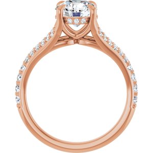 14K Rose 7.4 mm Round Engagement Ring Mounting