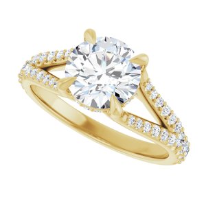 14K Yellow 7.4 mm Round Engagement Ring Mounting