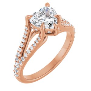 14K Rose 7x7 mm Heart Engagement Ring Mounting