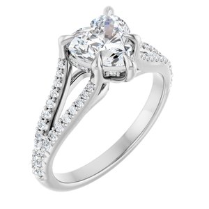 Platinum 7x7 mm Heart Engagement Ring Mounting