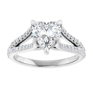 Platinum 7x7 mm Heart Engagement Ring Mounting