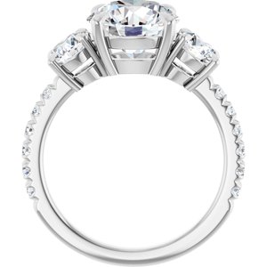 14K White 9 mm Round Engagement Ring Mounting