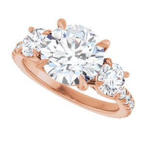 14K Rose 9 mm Round Engagement Ring Mounting