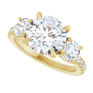 14K Yellow 9 mm Round Engagement Ring Mounting