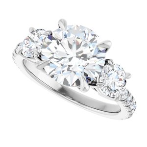 Platinum 9 mm Round Engagement Ring Mounting