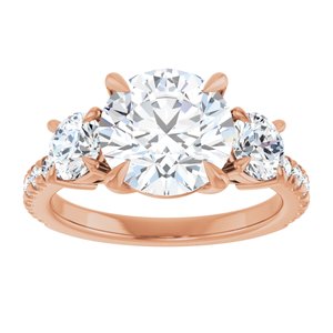 14K Rose 9 mm Round Engagement Ring Mounting