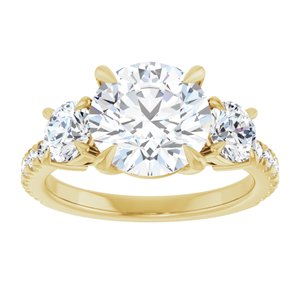 14K Yellow 9 mm Round Engagement Ring Mounting