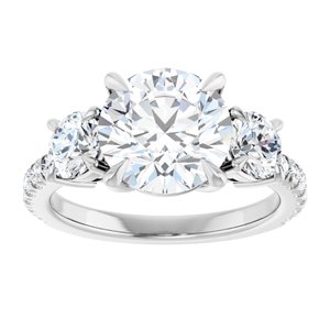 Platinum 9 mm Round Engagement Ring Mounting