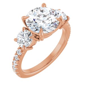 14K Rose 9 mm Round Engagement Ring Mounting