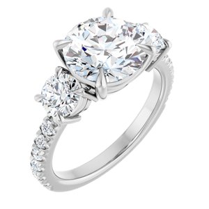 Platinum 9 mm Round Engagement Ring Mounting