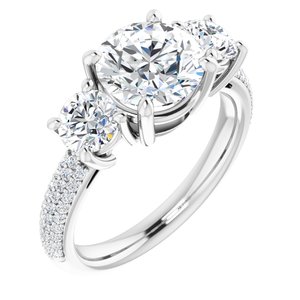 Platinum  8 mm Round Engagement Ring Mounting