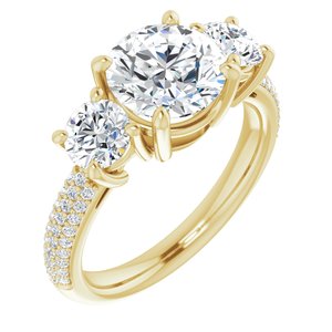 14K Yellow  8 mm Round Engagement Ring Mounting