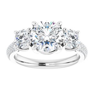 Platinum  8 mm Round Engagement Ring Mounting