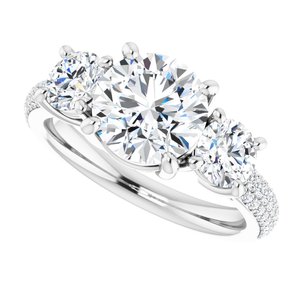 Platinum  8 mm Round Engagement Ring Mounting