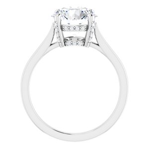 14K White 9 mm Round Engagement Ring Mounting