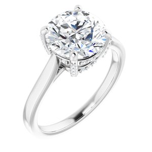 Platinum 9 mm Round Engagement Ring Mounting