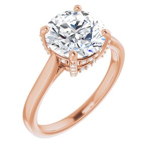 14K Rose 9 mm Round Engagement Ring Mounting