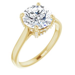 14K Yellow 9 mm Round Engagement Ring Mounting