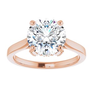 14K Rose 9 mm Round Engagement Ring Mounting