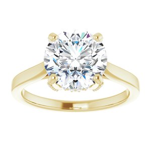 14K Yellow 9 mm Round Engagement Ring Mounting