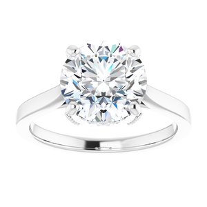 14K White 9 mm Round Engagement Ring Mounting