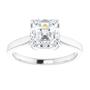 Platinum 7 mm Asscher Engagement Ring Mounting