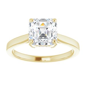 14K Yellow 7 mm Asscher Engagement Ring Mounting