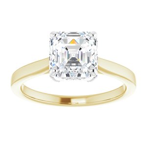 14K Yellow/White 7 x 7 mm Asscher Engagement Ring Mounting