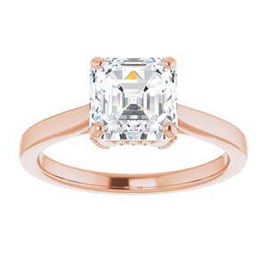 14K Rose 7 mm Asscher Engagement Ring Mounting