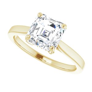 14K Yellow 7 mm Asscher Engagement Ring Mounting