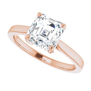 14K Rose 7 mm Asscher Engagement Ring Mounting