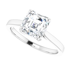 Platinum 7 mm Asscher Engagement Ring Mounting