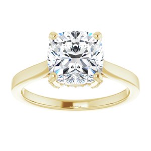 14K Yellow 8 mm Cushion Engagement Ring Mounting