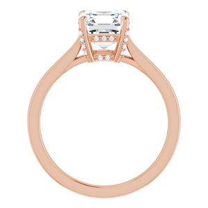 14K Rose 7 mm Asscher Engagement Ring Mounting